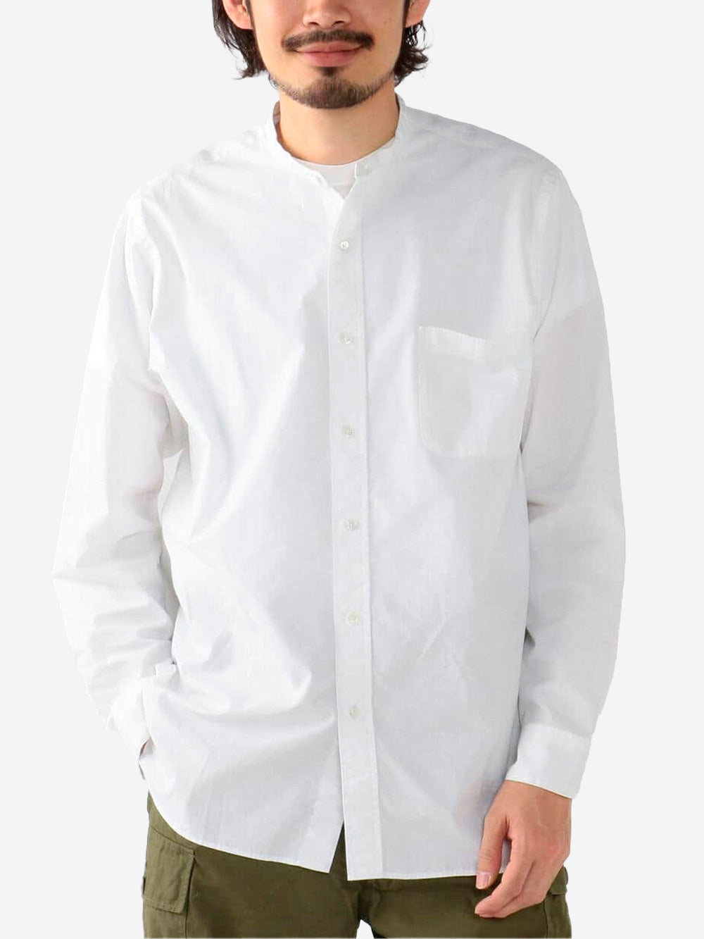 BEAMS PLUS Camicia bianca con colletto alla coreana in Cotone egiziano Bianco Urbanstaroma