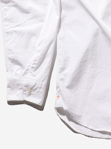 BEAMS PLUS Camicia bianca con colletto alla coreana in Cotone egiziano Bianco