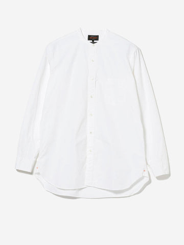 BEAMS PLUS Camicia bianca con colletto alla coreana in Cotone egiziano Bianco