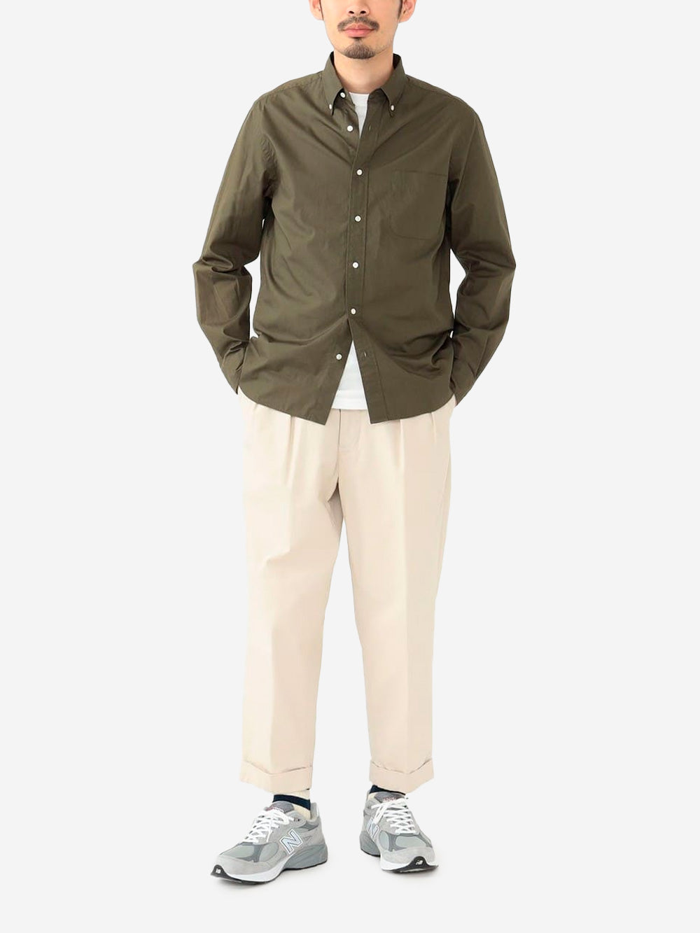 BEAMS PLUS Pantaloni tapered chiari 2 pleats in twill Beige Urbanstaroma