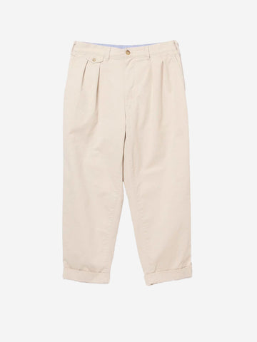 BEAMS PLUS Pantaloni tapered chiari 2 pleats in twill Beige