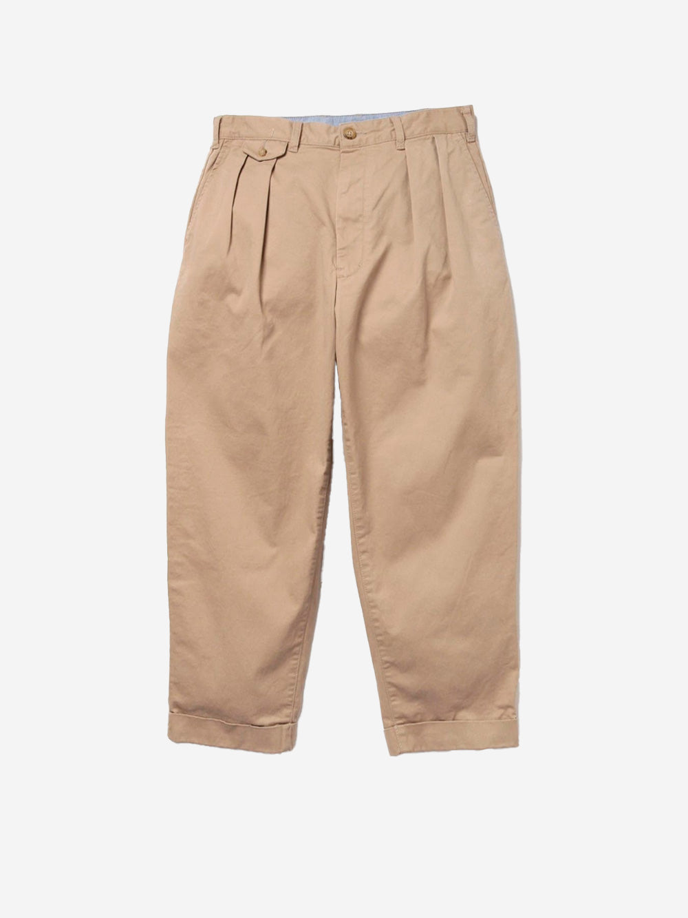 BEAMS PLUS Pantaloni tapered khaki 2 pleats in twill Marrone Urbanstaroma