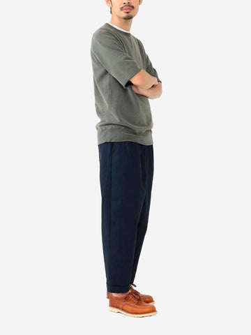 BEAMS PLUS Pantaloni tapered blu 2 pleats in twill Navy