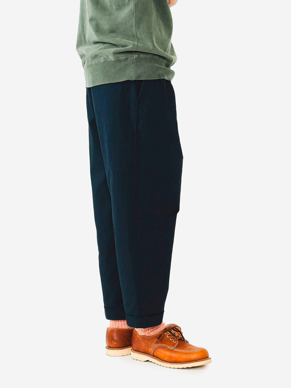 BEAMS PLUS Pantaloni tapered blu 2 pleats in twill Navy Urbanstaroma