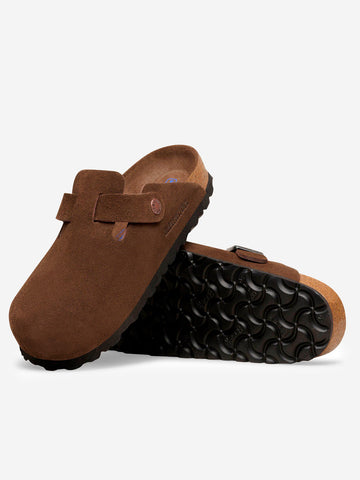 BIRKENSTOCK Boston suede 'Carafe Tonal' plantare morbido Marrone