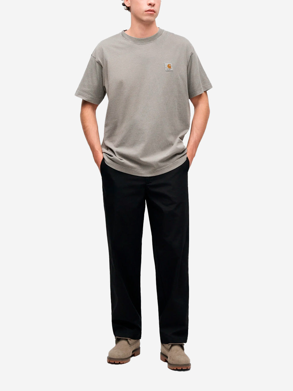 CARHARTT WIP T-shirt S/S grigia 'Nelson' con etichetta quadrata Grigio chiaro Urbanstaroma
