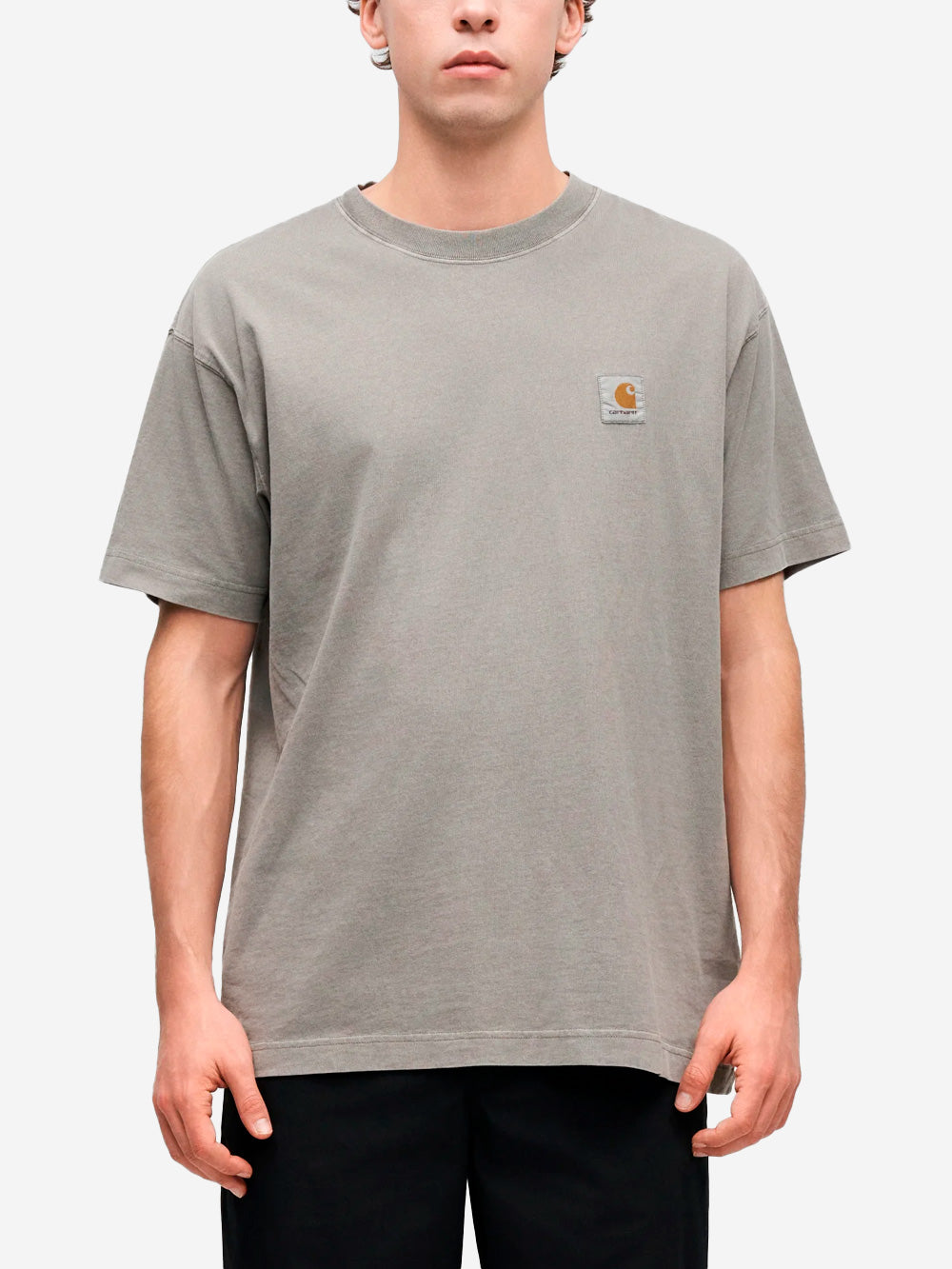 CARHARTT WIP T-shirt S/S grigia 'Nelson' con etichetta quadrata Grigio chiaro Urbanstaroma