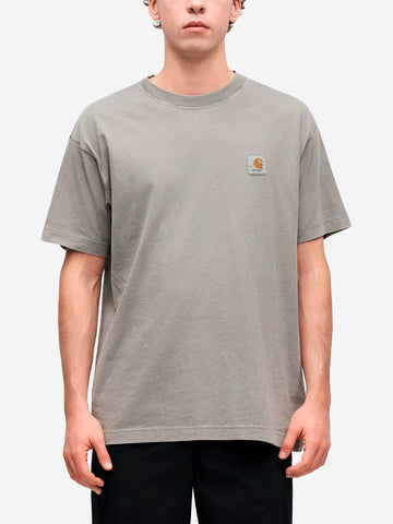 CARHARTT WIP T-shirt S/S grigia 'Nelson' con etichetta quadrata Grigio chiaro