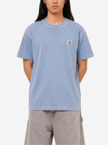CARHARTT WIP T-shirt S/S celeste 'Nelson' con etichetta quadrata Indaco