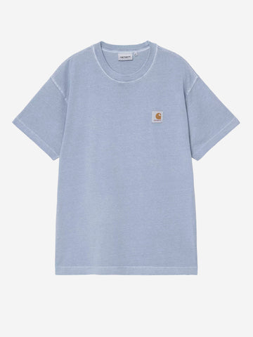 CARHARTT WIP T-shirt S/S celeste 'Nelson' con etichetta quadrata Indaco