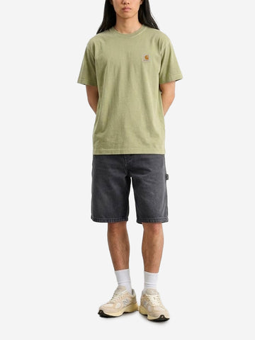 CARHARTT WIP T-shirt S/S verde 'Nelson' con etichetta quadrata verde