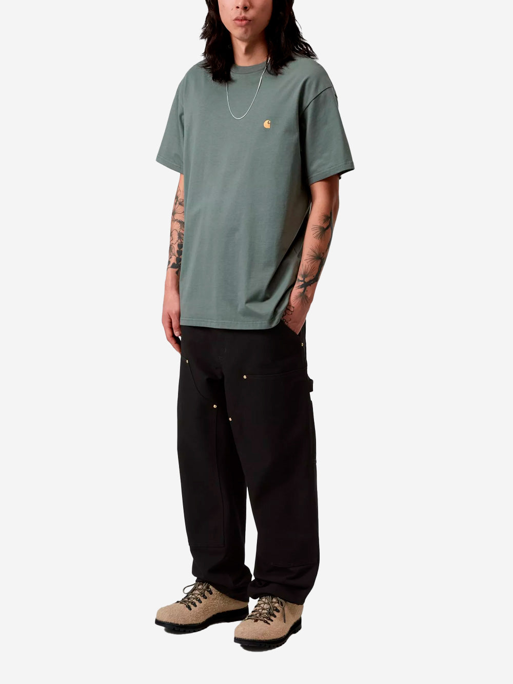 CARHARTT WIP T-shirt S/S verde con tasca Verde Urbanstaroma