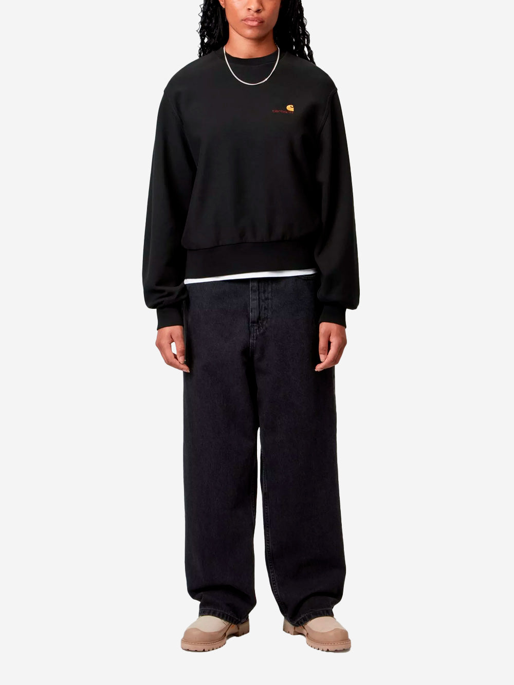 CARHARTT WIP W Felpa boxy fit American Script nera Nero Urbanstaroma