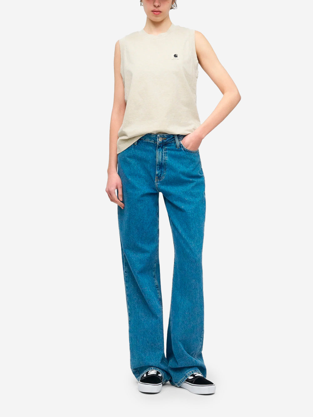 CARHARTT WIP W Nelson A-shirt beige con etichetta quadrata Beige Urbanstaroma