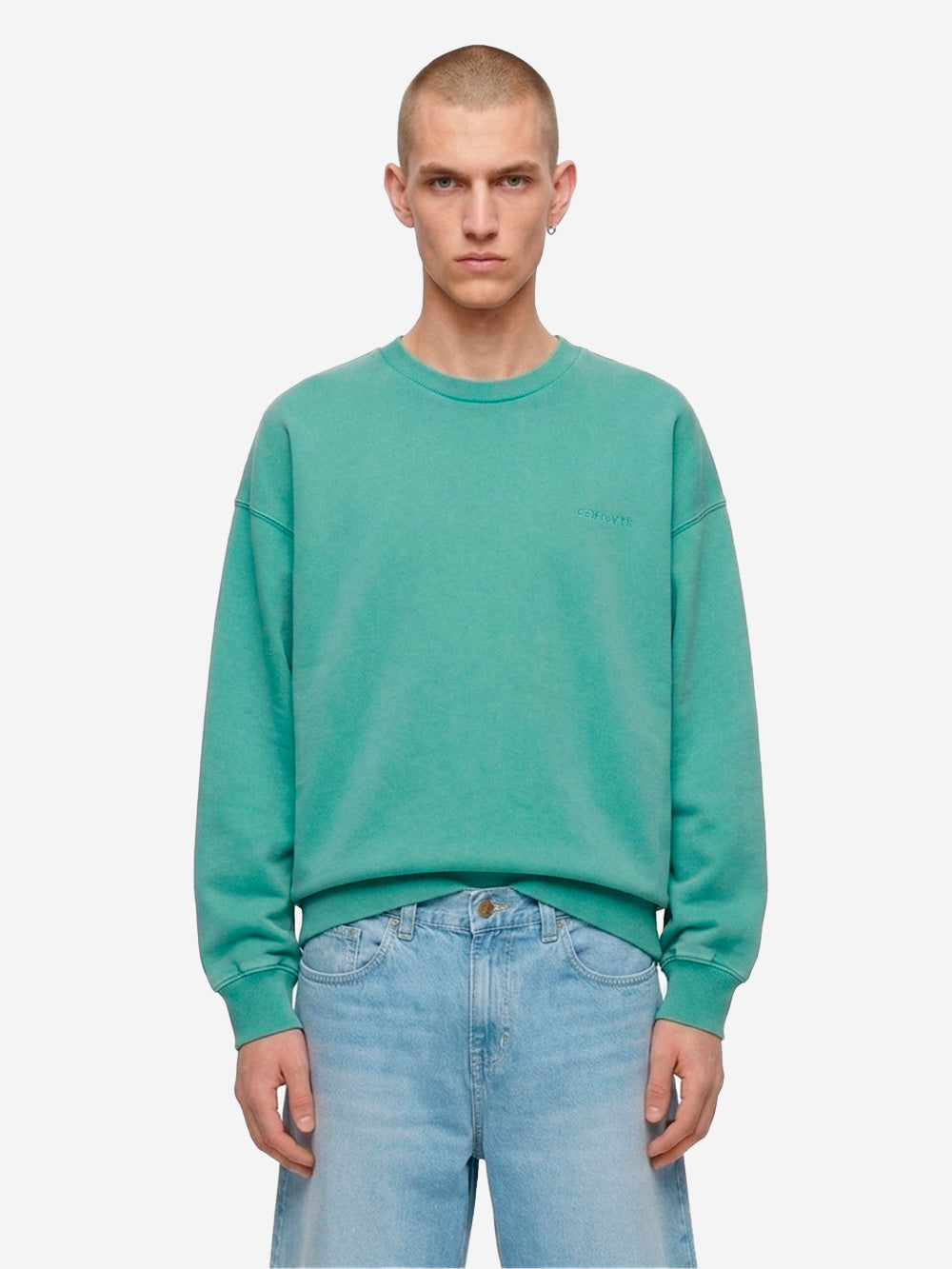 CARHARTT WIP Felpa girocollo tinta in capo verde 'Benton' Verde Urbanstaroma