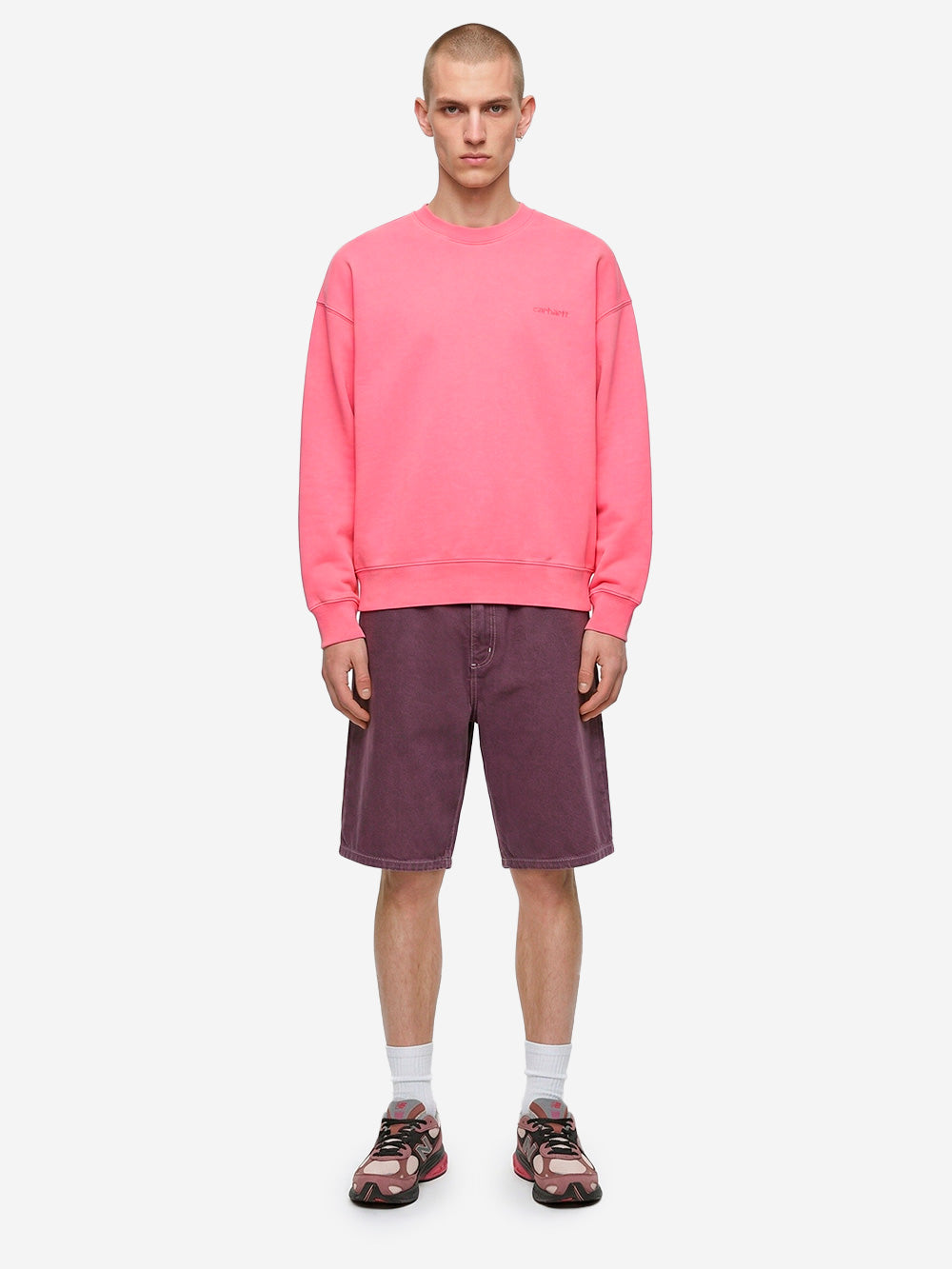 CARHARTT WIP Felpa girocollo rosa tinta in capo 'Benton' Rosa Urbanstaroma
