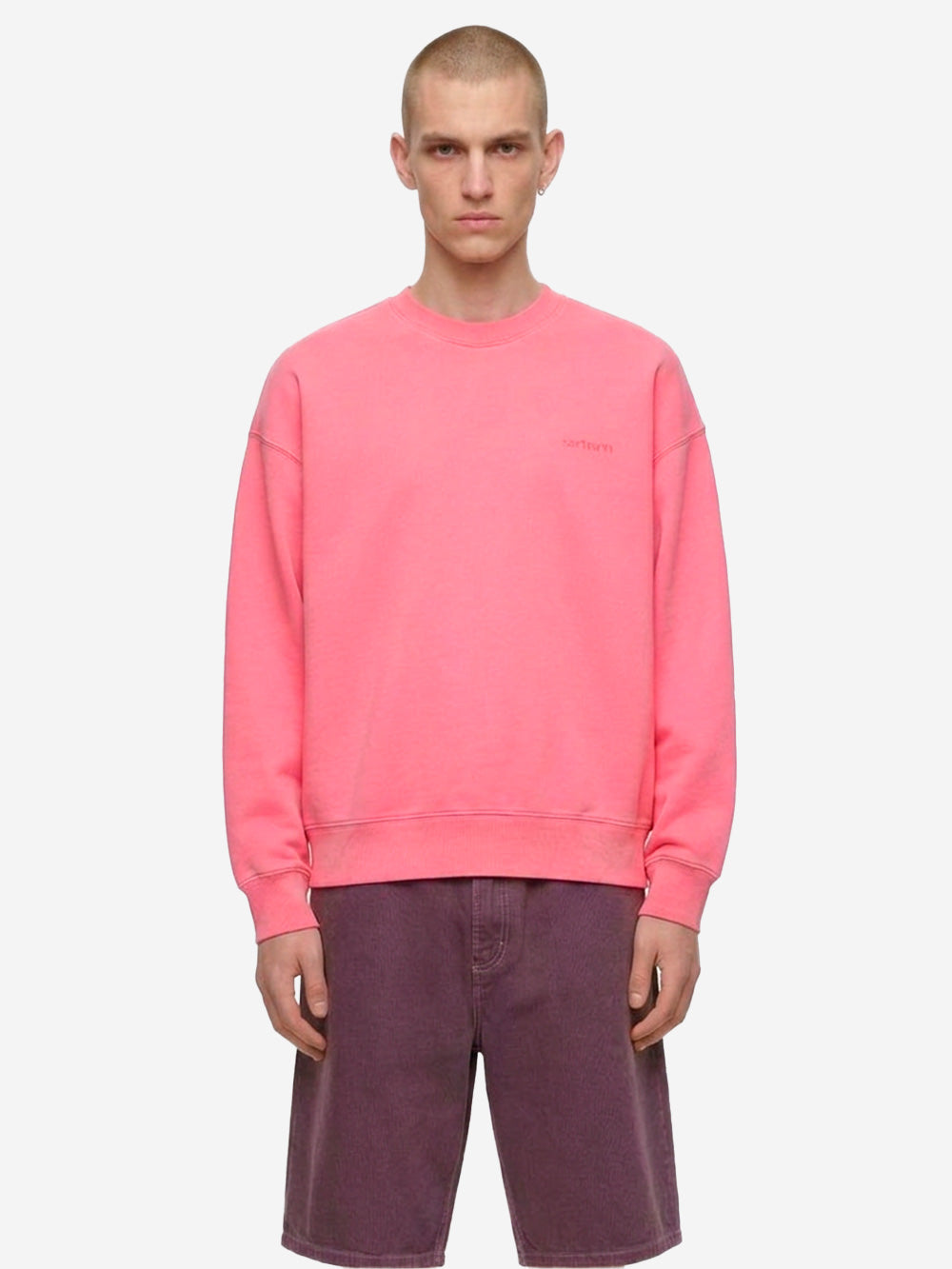 CARHARTT WIP Felpa girocollo rosa tinta in capo 'Benton' Rosa Urbanstaroma