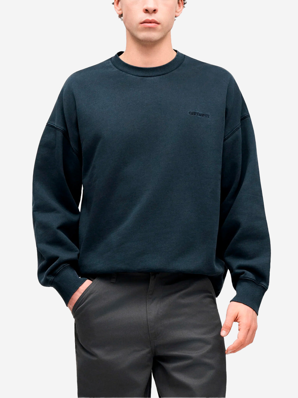 CARHARTT WIP Felpa girocollo tinta in capo 'Benton' Blu Urbanstaroma