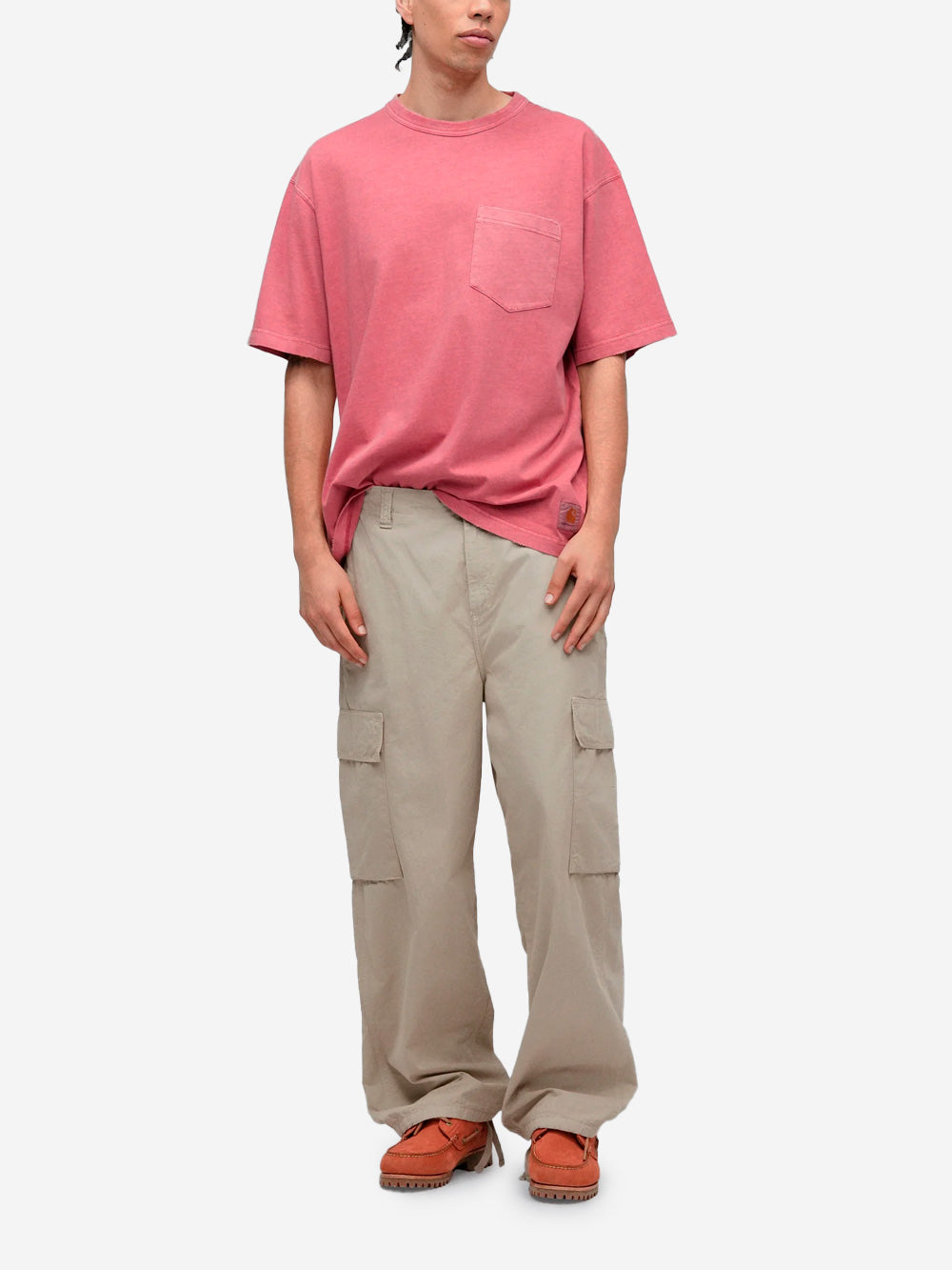 CARHARTT WIP T-shirt distressed rosa 'Torion' Pocket Marrone Urbanstaroma