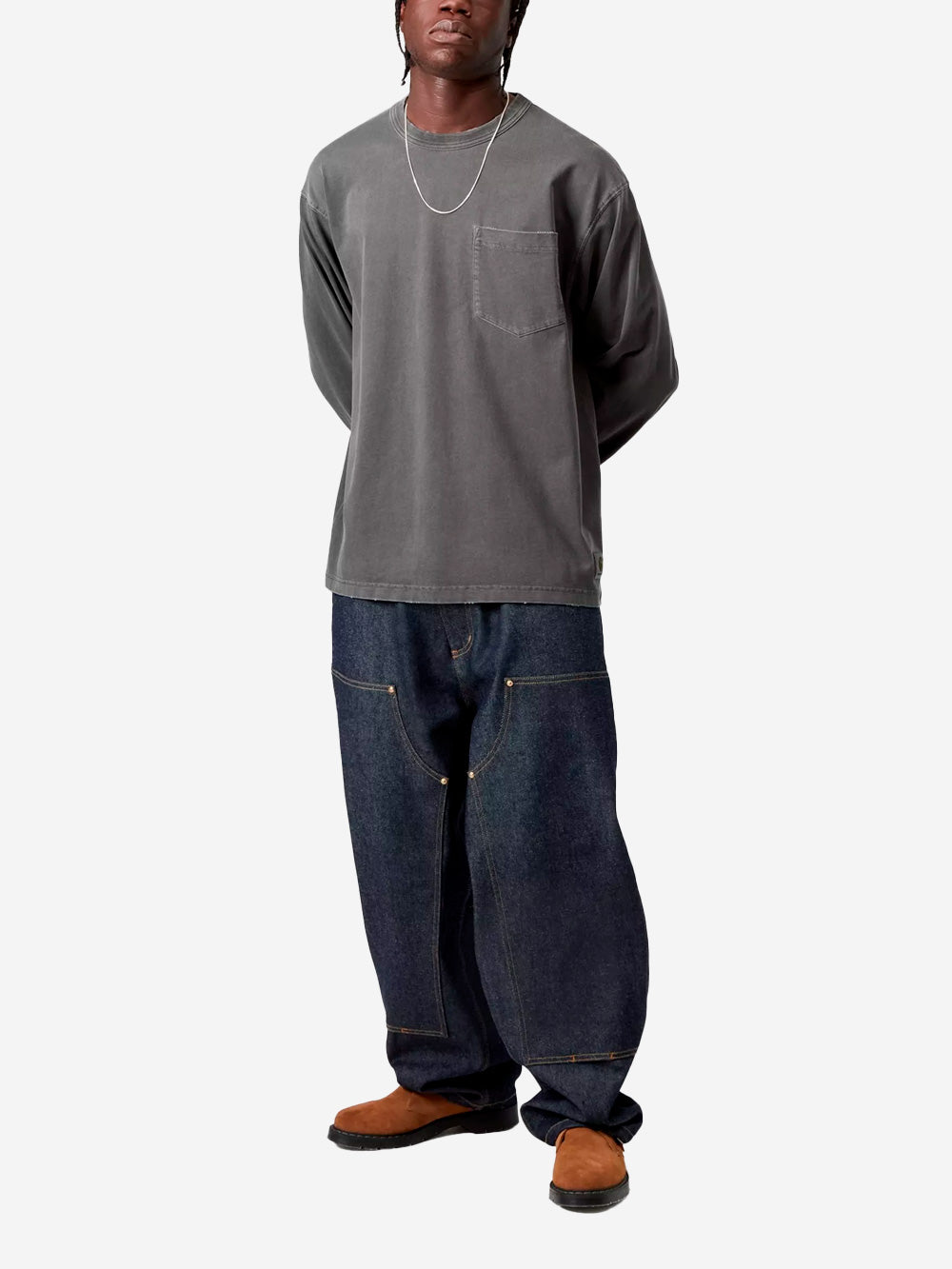 CARHARTT WIP T-Shirt distressed a manica lunga 'Torion' con tasca Nero Urbanstaroma