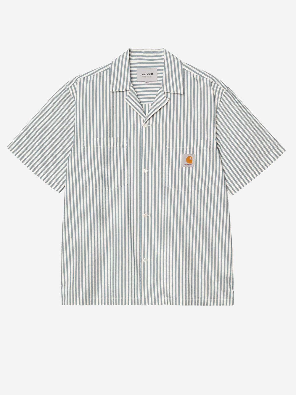 CARHARTT WIP Camicia a manica corta a righe blu S/S Leavel Riga Urbanstaroma