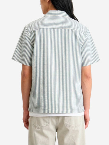 CARHARTT WIP Camicia a manica corta a righe blu S/S Leavel Riga
