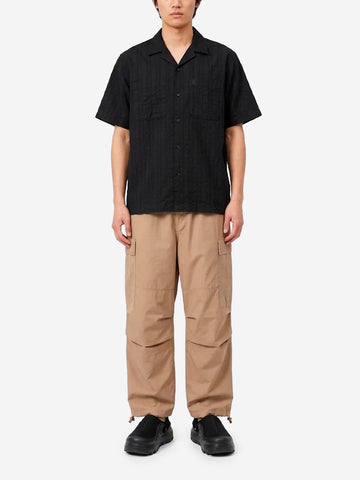 CARHARTT WIP Camicia nera S/S Gareth con collo bowling Nero