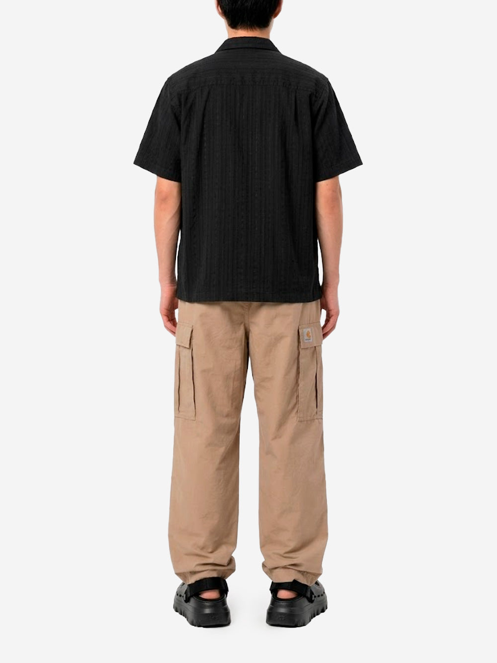 CARHARTT WIP Camicia nera S/S Gareth con collo bowling Nero Urbanstaroma