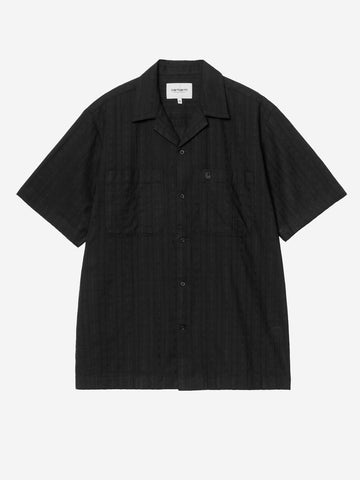 CARHARTT WIP Camicia nera S/S Gareth con collo bowling Nero