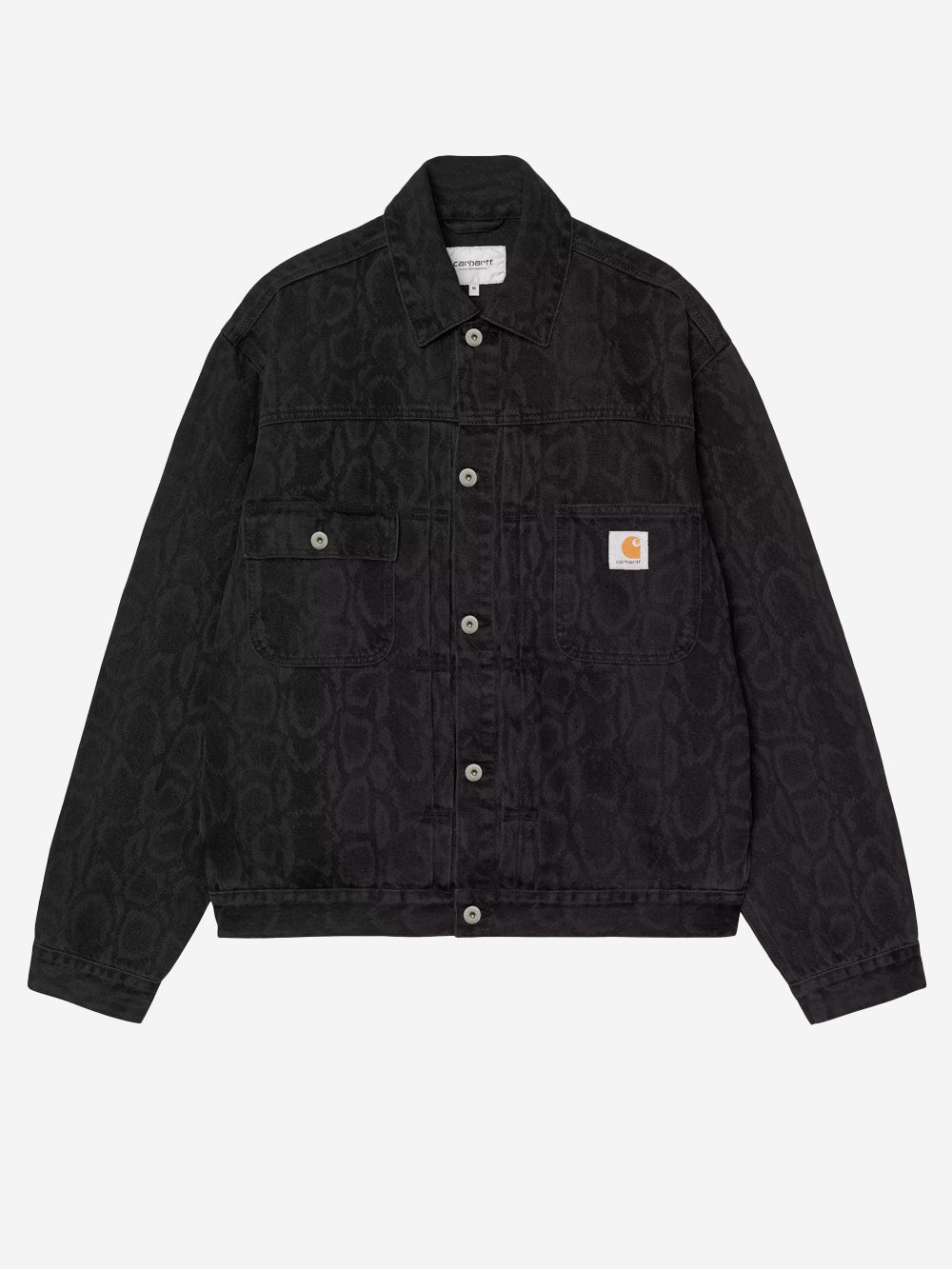 CARHARTT WIP Giacca 'Belmar' in denim nero con stampa Snake camouflage Nero Urbanstaroma