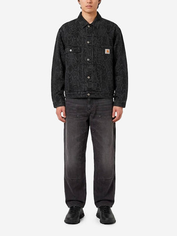 CARHARTT WIP Black denim 'Belmar' jacket with Snake camouflage