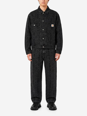 CARHARTT WIP Pantaloni Landon in denim nero con stampa camouflage snake Nero