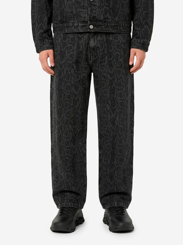 CARHARTT WIP Pantaloni Landon in denim nero con stampa camouflage snake Nero