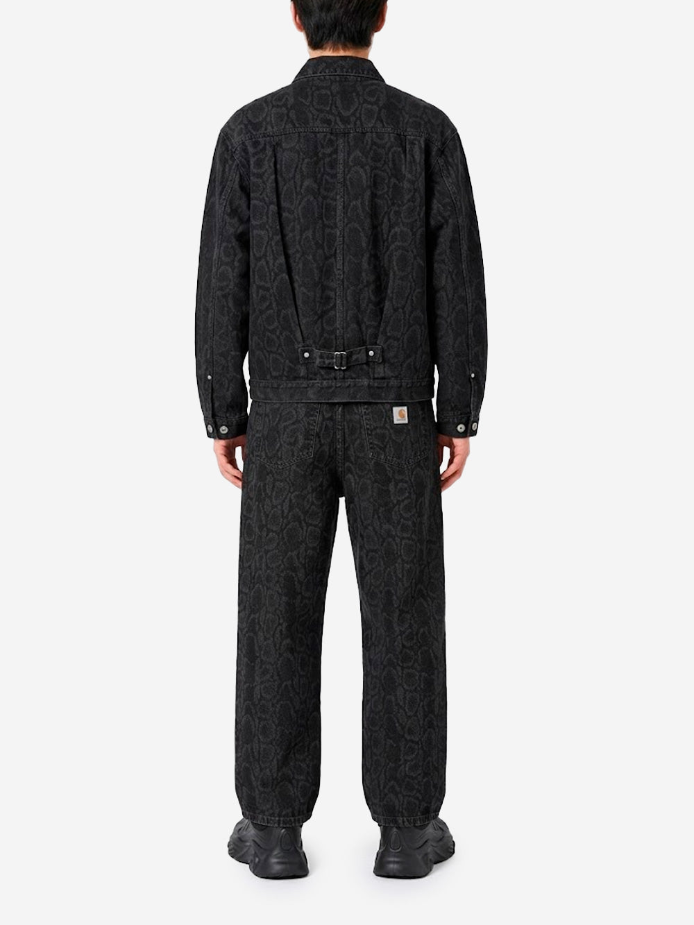 CARHARTT WIP Pantaloni Landon in denim nero con stampa camouflage snake Nero Urbanstaroma