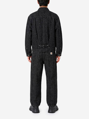 CARHARTT WIP Pantaloni Landon in denim nero con stampa camouflage snake Nero