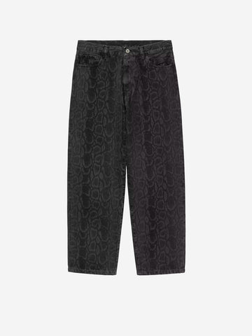 CARHARTT WIP Pantaloni Landon in denim nero con stampa camouflage snake Nero