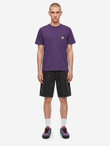 CARHARTT WIP Shorts in denim nero con stampa camouflage OG 'Double Knee' Nero