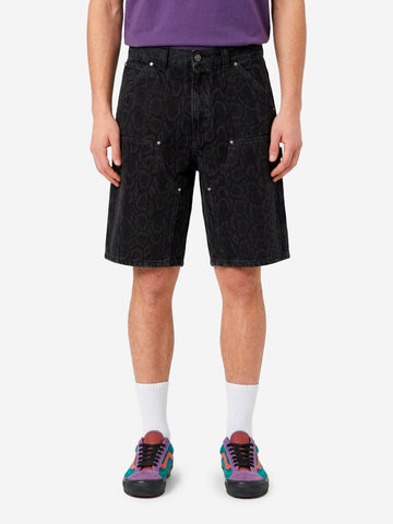 CARHARTT WIP Shorts in denim nero con stampa camouflage OG 'Double Knee' Nero