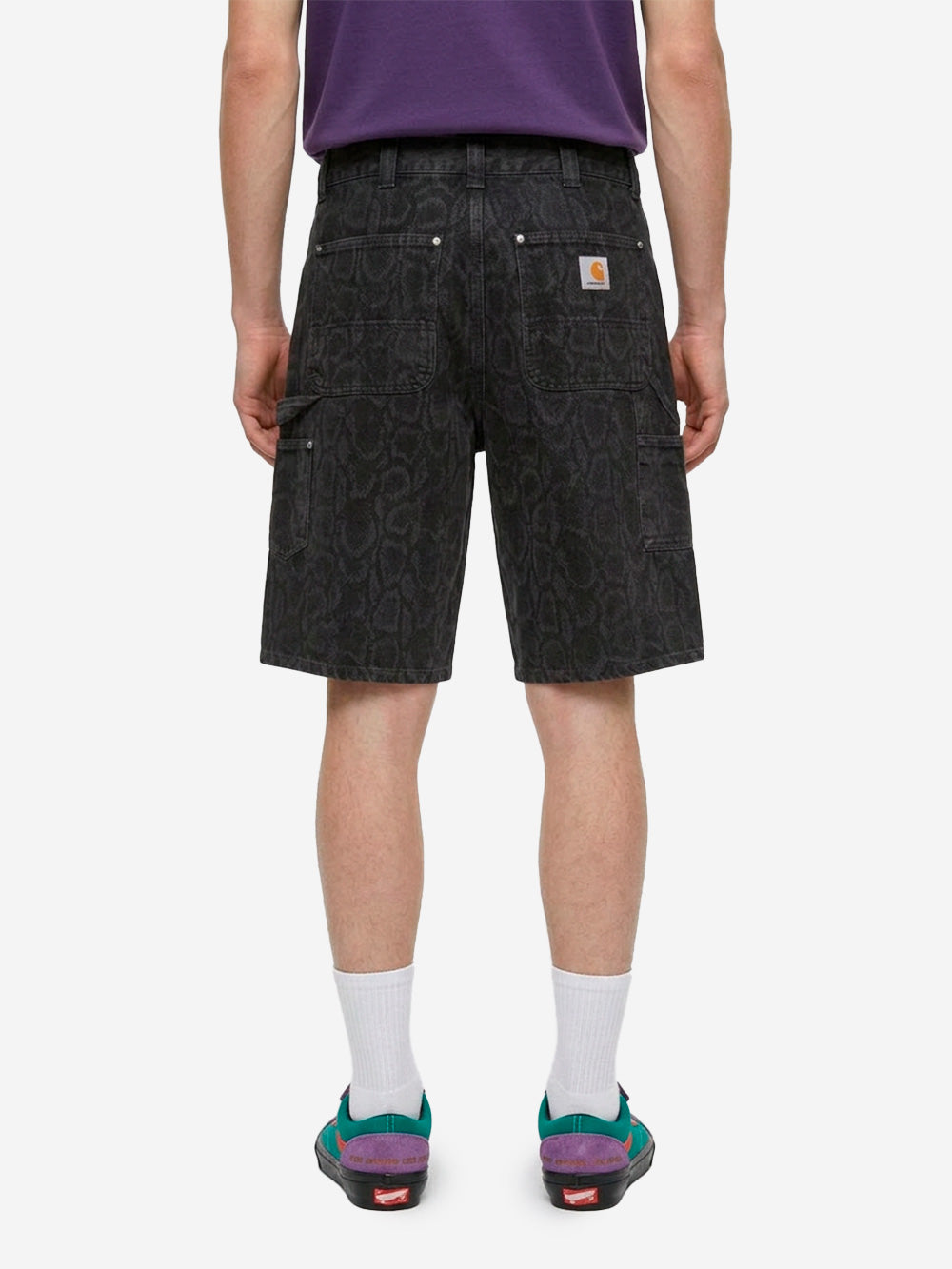 CARHARTT WIP Shorts in denim nero con stampa camouflage OG 'Double Knee' Nero Urbanstaroma