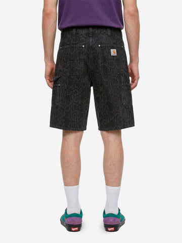CARHARTT WIP Shorts in denim nero con stampa camouflage OG 'Double Knee' Nero