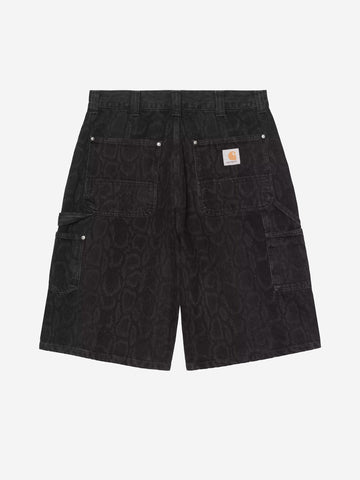 CARHARTT WIP Shorts in denim nero con stampa camouflage OG 'Double Knee' Nero