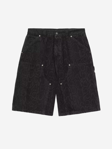 CARHARTT WIP Shorts in denim nero con stampa camouflage OG 'Double Knee' Nero