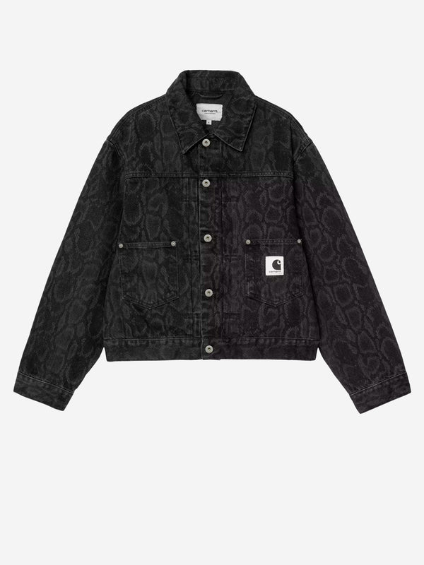 CARHARTT WIP W Black 'Belmar' jacket with snake camo print I036595