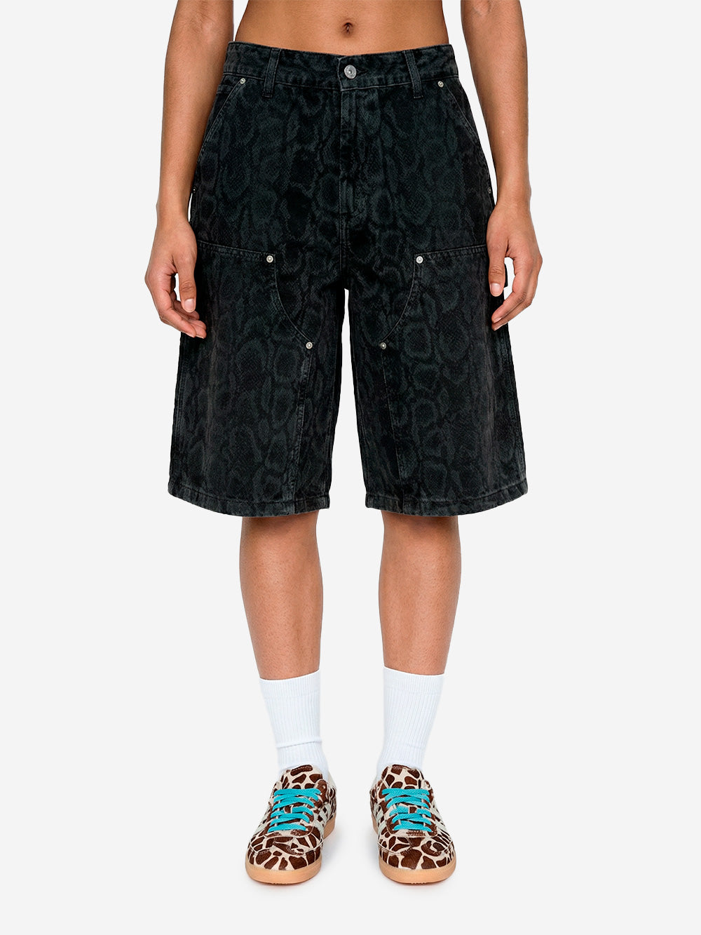 CARHARTT WIP W  Short Nixon 'Double Knee' con stampa mimetica Snake Nero Urbanstaroma