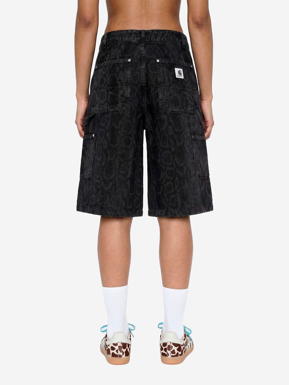 CARHARTT WIP W  Short Nixon 'Double Knee' con stampa mimetica Snake Nero Urbanstaroma