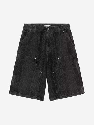 CARHARTT WIP W  Short Nixon 'Double Knee' con stampa mimetica Snake Nero