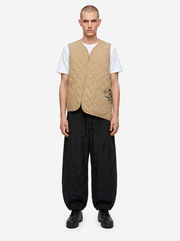 COMME DES GARCONS SHIRT Gilet beige asimmetrico con trapuntatura a diamante x Lavenham Beige