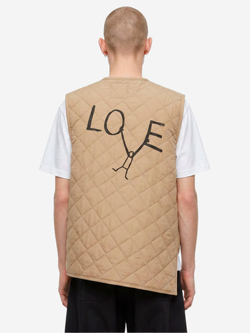 COMME DES GARCONS SHIRT Gilet beige asimmetrico con trapuntatura a diamante x Lavenham Beige
