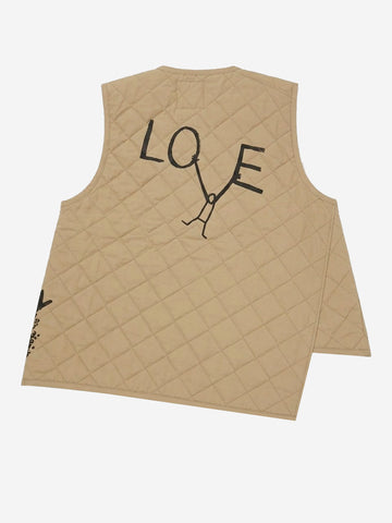 COMME DES GARCONS SHIRT Gilet beige asimmetrico con trapuntatura a diamante x Lavenham Beige