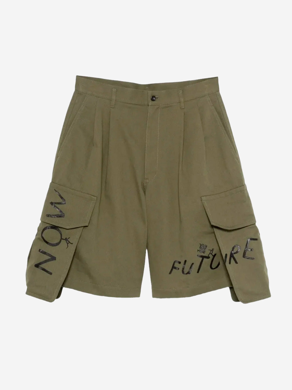 COMME DES GARCONS SHIRT Shorts khaki con tasche cargo wide e grafiche Verde Urbanstaroma